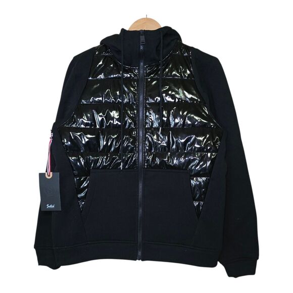 Switch Remarkable Men's Medium Black Glossy Puffer Hooded Full Zip Jacket NWT - Picture 1 of 8